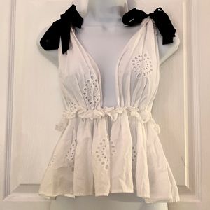 ZARA White Babydoll Eyelet Top